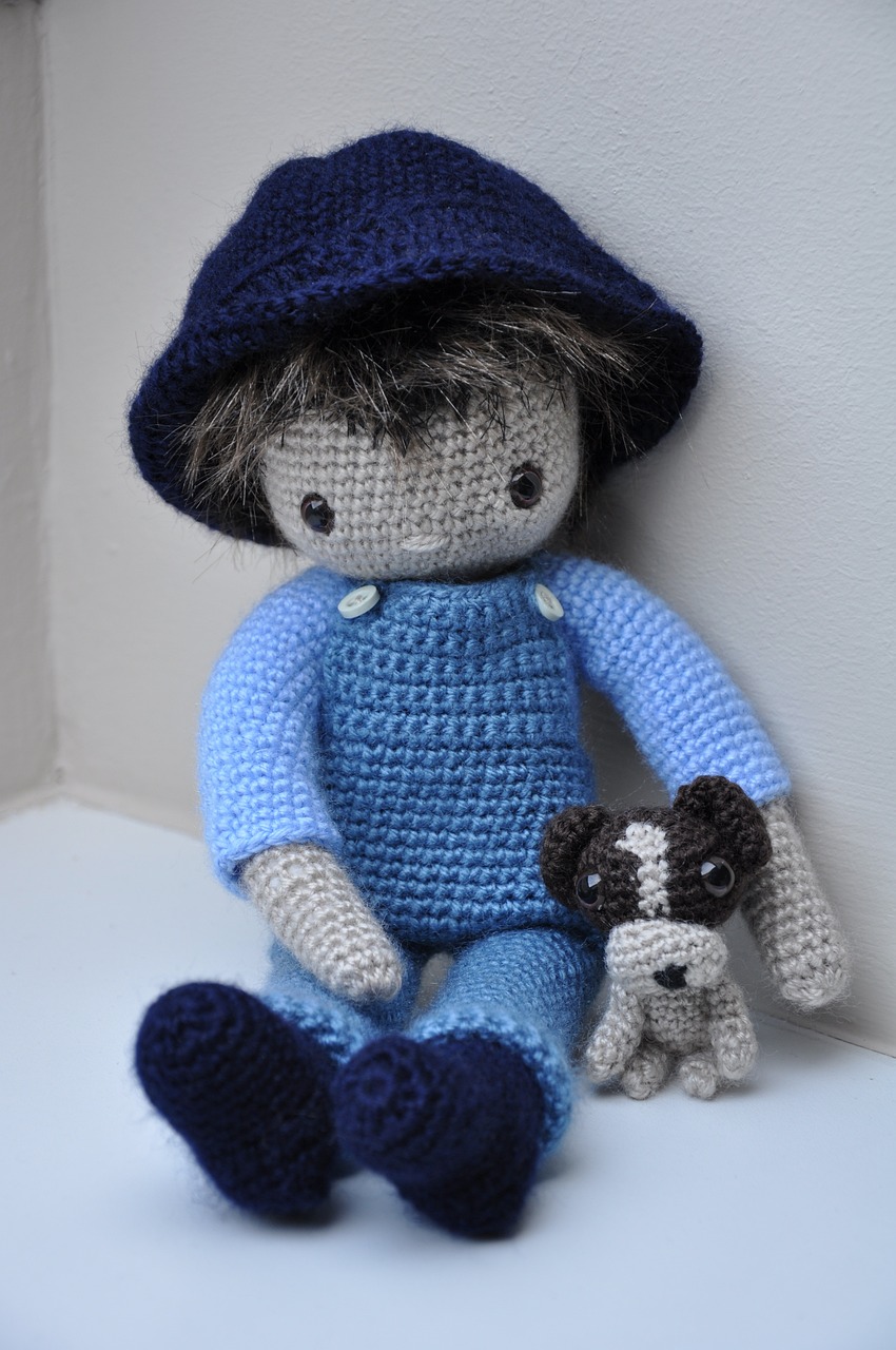 amigurumi girl and amigurumi dog